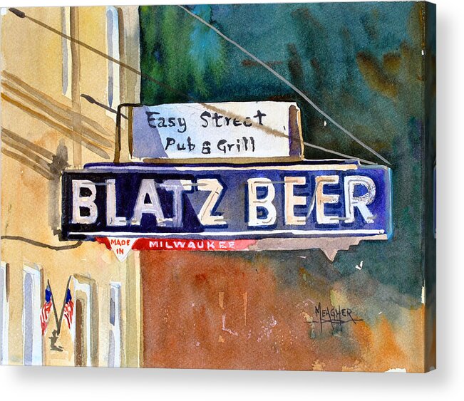 Blatz Acrylic Print featuring the painting Blatz Beer Sign by Spencer Meagher
