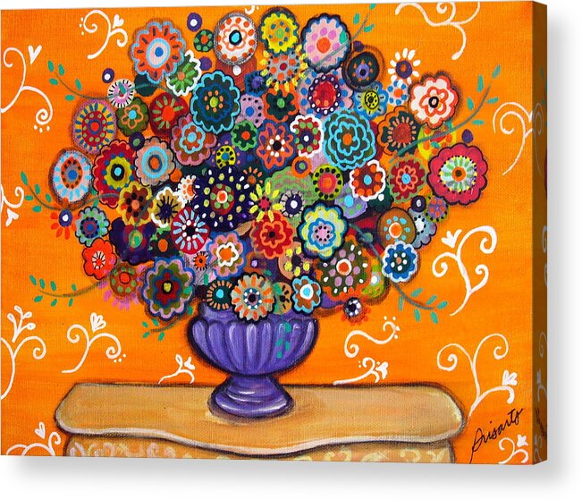 Prisarts Acrylic Print featuring the painting Blooms 6 by Pristine Cartera Turkus