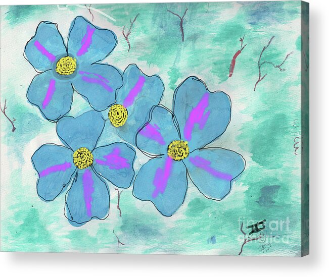 Flowers Acrylic Print featuring the painting Blue by David Jackson