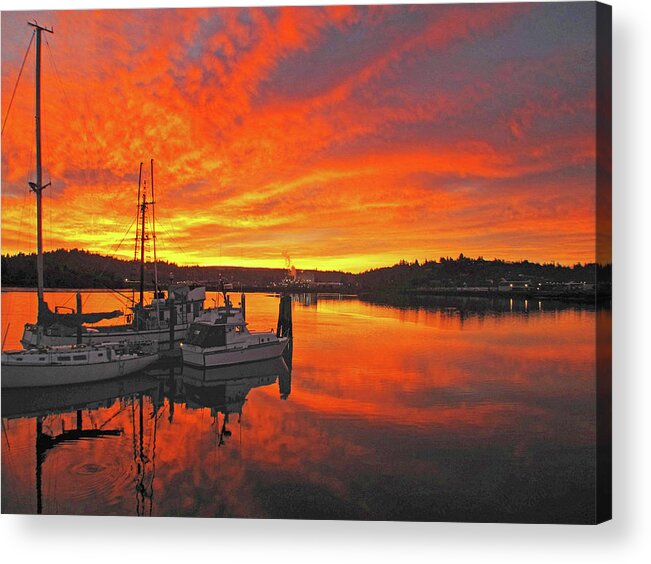 Coos Bay Boardwalk Acrylic Print featuring the photograph Boardwalk Brilliance with Fish Ring by Suzy Piatt