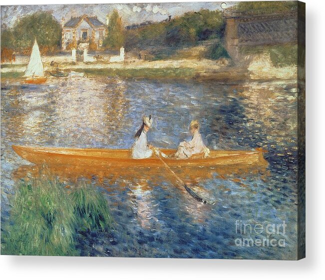 Boating On The Seine Acrylic Print featuring the painting Boating on the Seine by Pierre Auguste Renoir