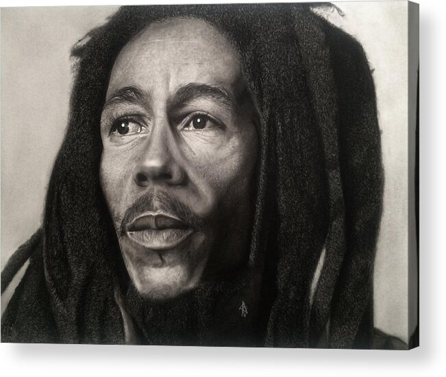 Bobmarley Acrylic Print featuring the drawing Bob Marley Drawing by Angelee Borrero