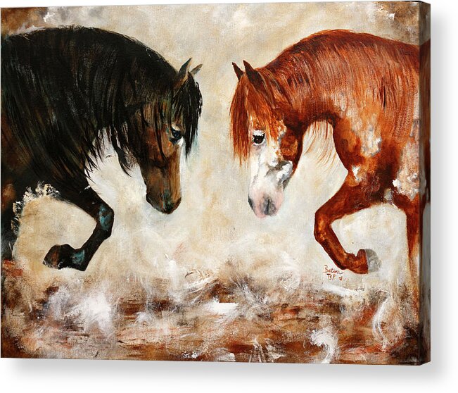 Horses Acrylic Print featuring the painting Brothers Hawk and Bo by Barbie Batson
