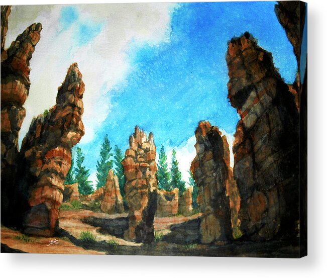 Stephen Boyle Acrylic Print featuring the painting Bryce Canyon by Stephen Boyle