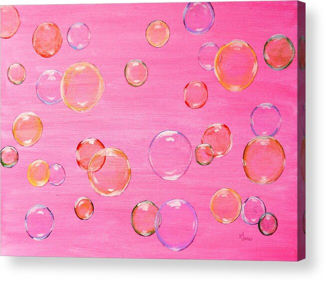 Soap Bubbles Acrylic Print featuring the painting Bubblegum Poppers by Karen Jane Jones