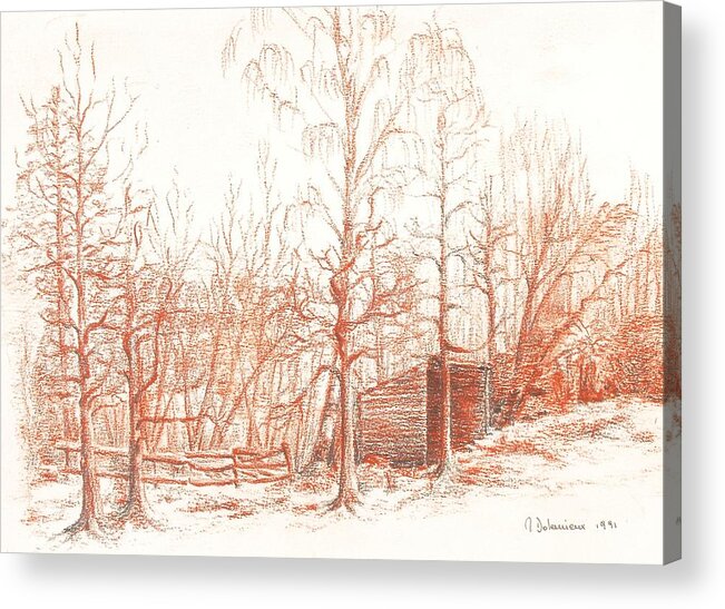 Landscape Acrylic Print featuring the drawing Bullion by Muriel Dolemieux