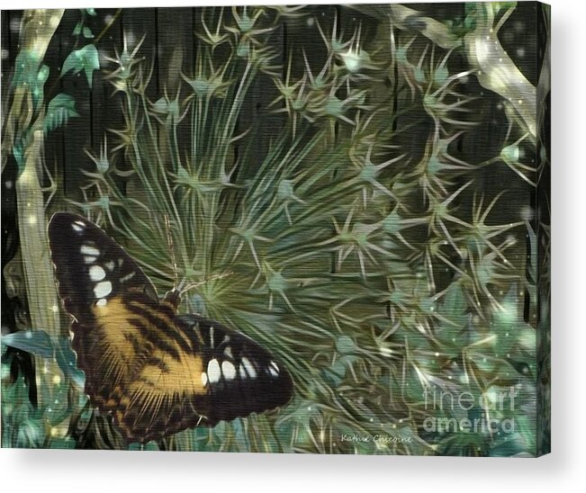 Photography Acrylic Print featuring the photograph Butterfly in Allium by Kathie Chicoine