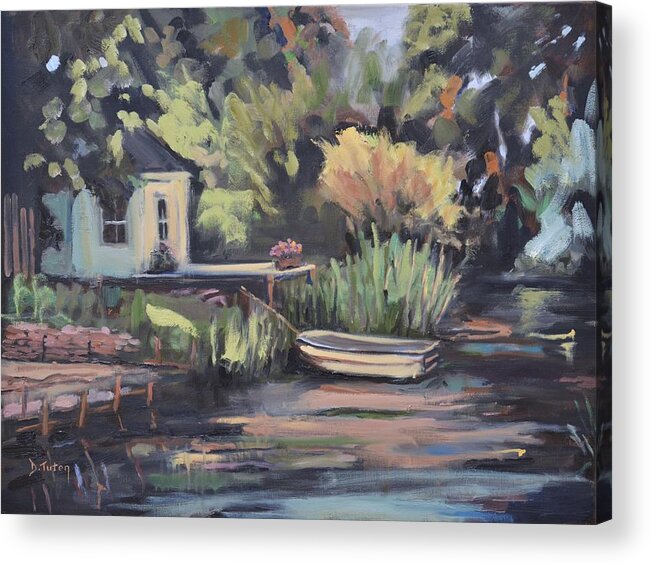 Water Acrylic Print featuring the painting By the Lake by Donna Tuten