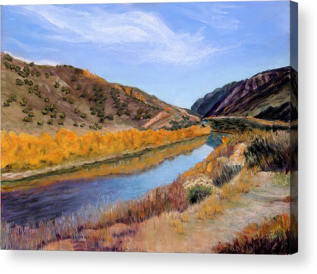 Taos Canyon Acrylic Print featuring the pastel Canyon View by Julie Maas