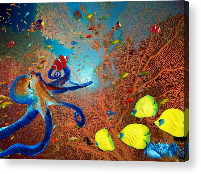 Coral Reef Acrylic Print featuring the digital art Caribbean Coral Reef by Sandra Selle Rodriguez