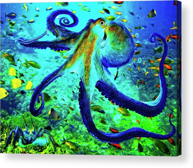 Animals Acrylic Print featuring the painting Caribbean Tropical Reef by Sandra Selle Rodriguez