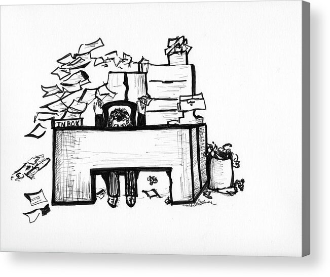 Cartoons Acrylic Print featuring the drawing Cartoon Desk by Michelle Gilmore