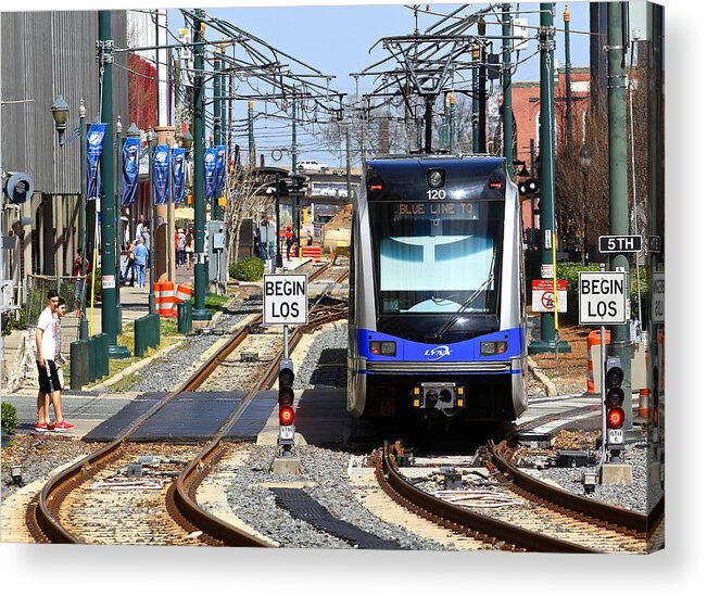 Cats Acrylic Print featuring the photograph Charlotte Light Rail Train March 2015 a by Joseph C Hinson
