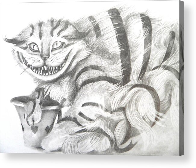 Cat Acrylic Print featuring the drawing Chershire cat by Meagan Visser