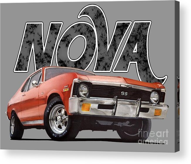 1970 Acrylic Print featuring the digital art Chevy Nova by Paul Kuras