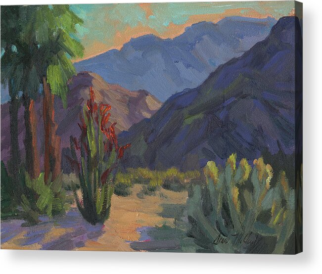 Cholla Cactus Acrylic Print featuring the painting Cholla at Smoketree Ranch by Diane McClary