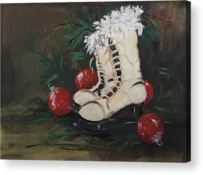 Skates Acrylic Print featuring the painting Christmas Skates by Terri Einer