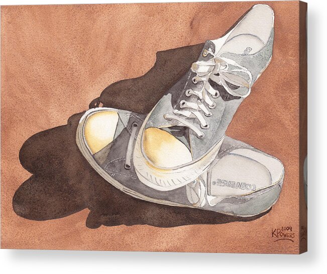 Shoes Acrylic Print featuring the painting Chucks by Ken Powers