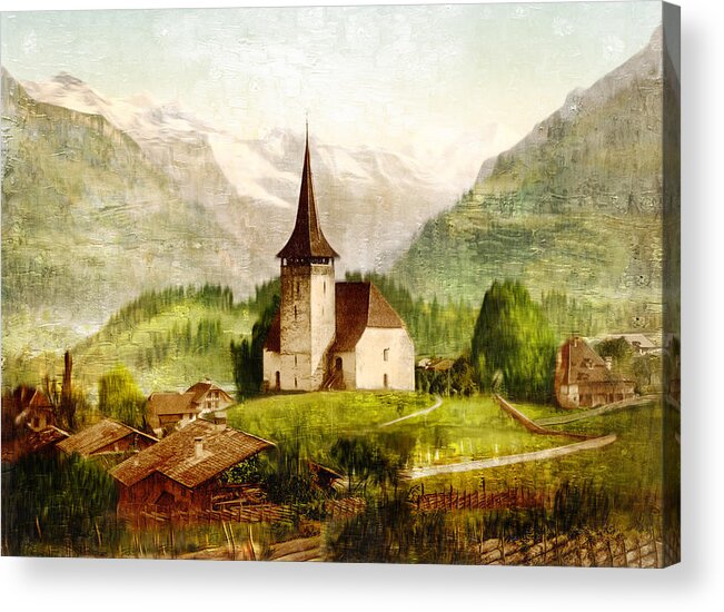 Church In The Alps Acrylic Print featuring the photograph CHURCH iN THE ALPS by Carlos Diaz