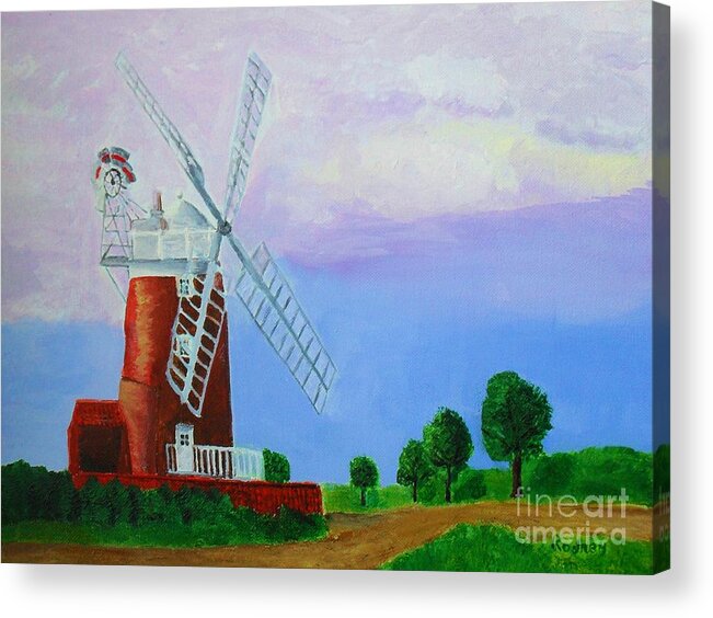 Mill Acrylic Print featuring the painting Cley Mill by Rodney Campbell