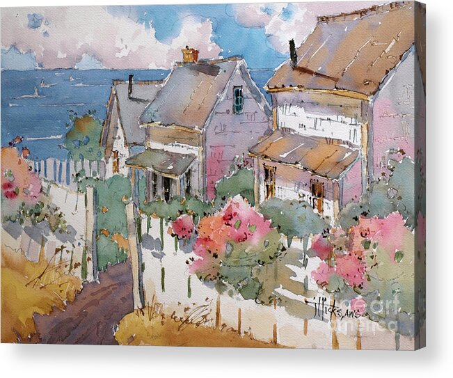 Coastal Acrylic Print featuring the painting Coastal Cottages by Joyce Hicks