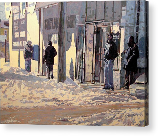 A Trip In The Inner City Series Acrylic Print featuring the painting Cold Colors by David Buttram