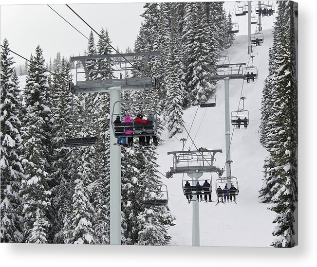 Chairlift Acrylic Print featuring the photograph Colorado Chair Lift during Winter by Brendan Reals