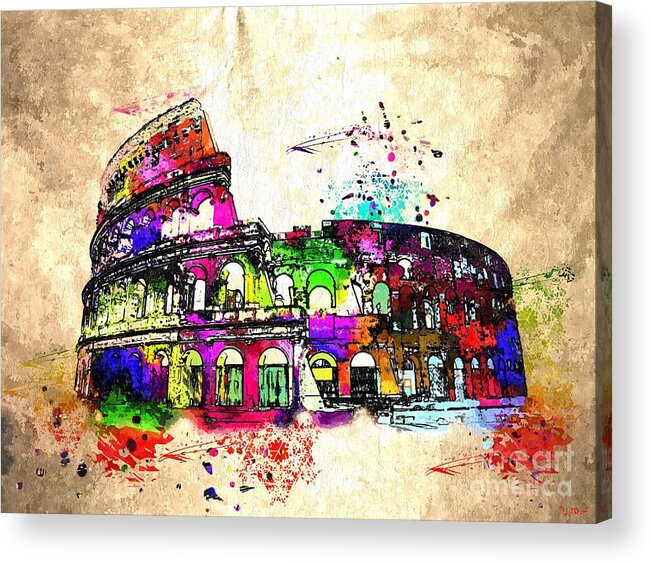 Colosseo Grunge Acrylic Print featuring the mixed media Colosseo Grunge by Daniel Janda