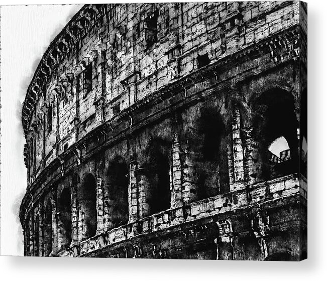 Rome Ancient Monument Acrylic Print featuring the digital art Colosseum, Rome - 03 by AM FineArtPrints