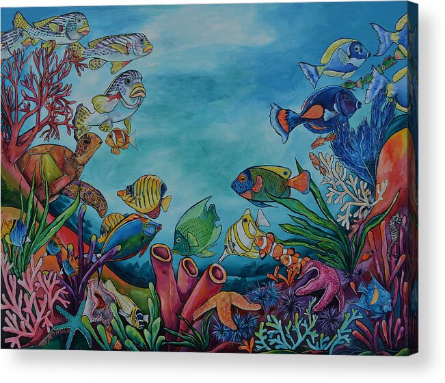 Coral Reef Acrylic Print featuring the painting Coral Reef by Patti Schermerhorn