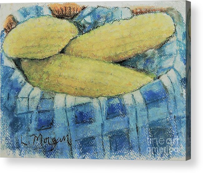 Corn Acrylic Print featuring the pastel Corn in a Basket by Laurie Morgan
