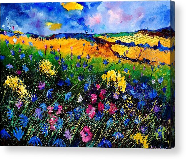 Flowers Acrylic Print featuring the painting Cornflowers 680808 by Pol Ledent