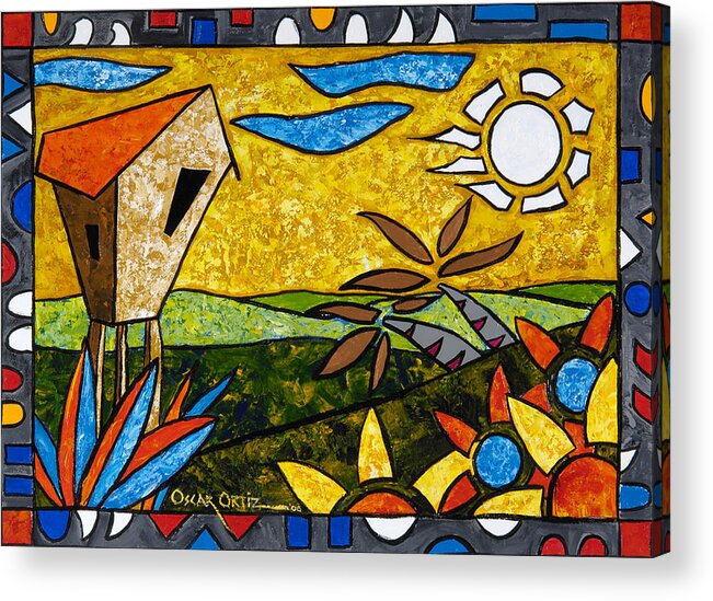 Puerto Rico Acrylic Print featuring the painting Country Peace by Oscar Ortiz