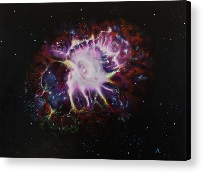 Oil Painting Acrylic Print featuring the painting Crab Nebula by Neslihan Ergul Colley