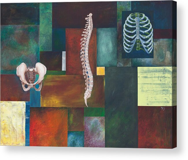 Chiropractic Acrylic Print featuring the painting Cradle Column Cage by Sara Young