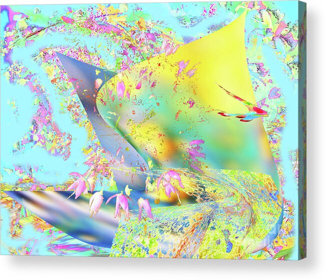 Bird Acrylic Print featuring the digital art Creation of the First Bird by Dorothy Pugh