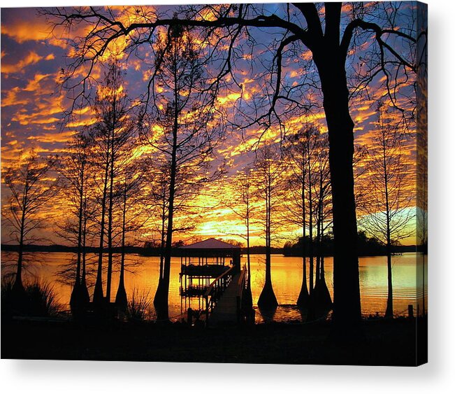 Sunset Acrylic Print featuring the photograph Cross Lake sunset by Alan Metzger