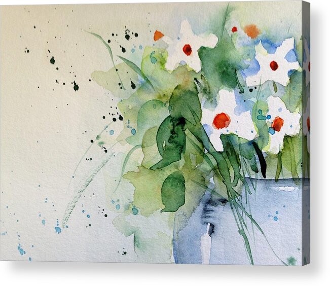 Daisy Acrylic Print featuring the painting Daisy in the vase by Britta Zehm