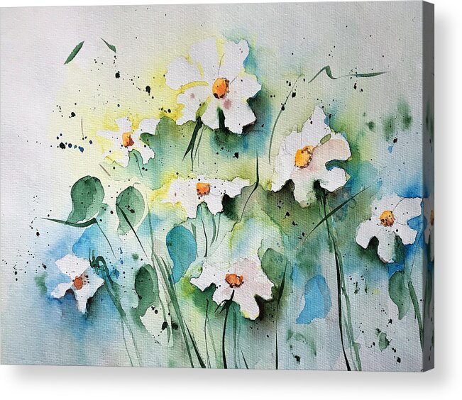 Daisy Acrylic Print featuring the painting Daisys by Britta Zehm