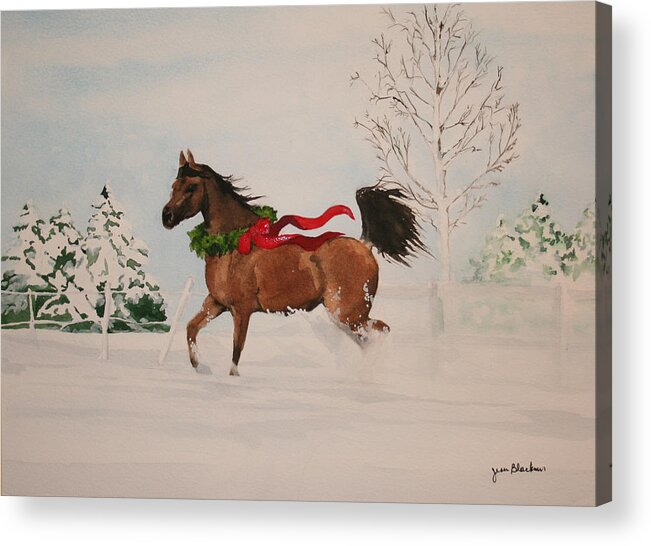 Horse Acrylic Print featuring the painting Dashing Thru The Snow by Jean Blackmer