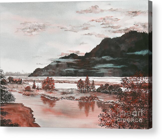 Pacific Northwest Acrylic Print featuring the painting Orange Dawn by Lisa Debaets