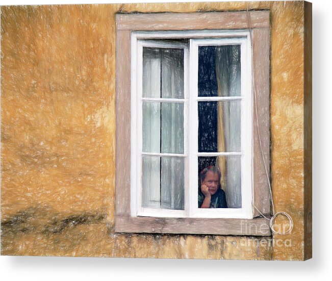 Woman Acrylic Print featuring the photograph Daydreaming in Curlers by Sue Melvin