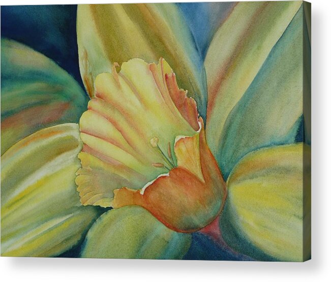 Flower Acrylic Print featuring the painting Dazzling Daffodil by Ruth Kamenev