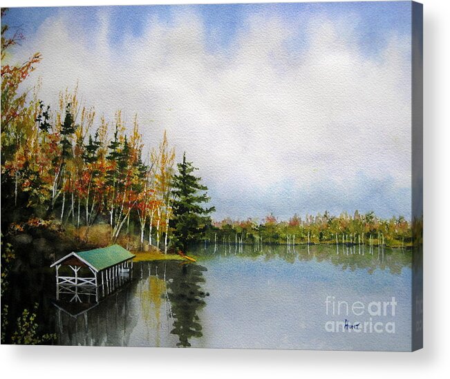 Sand Lake Acrylic Print featuring the painting Dillman's Boathouse by Shirley Braithwaite Hunt
