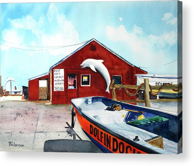 Dolphin Dock Acrylic Print featuring the painting Dolphin Dock II by Phyllis London
