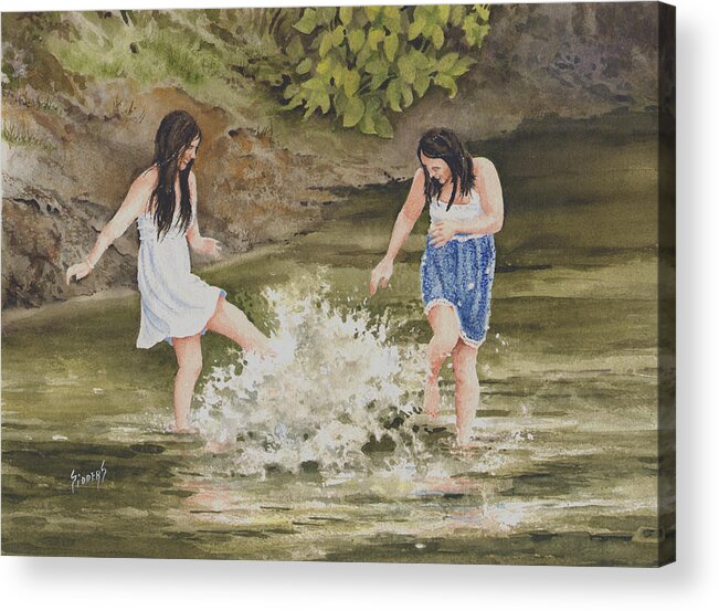 Creek Acrylic Print featuring the painting Double Trouble by Sam Sidders