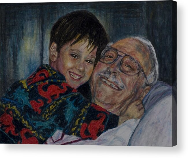 Portraits Acrylic Print featuring the drawing Doug and PapaFred by Laurie Tietjen