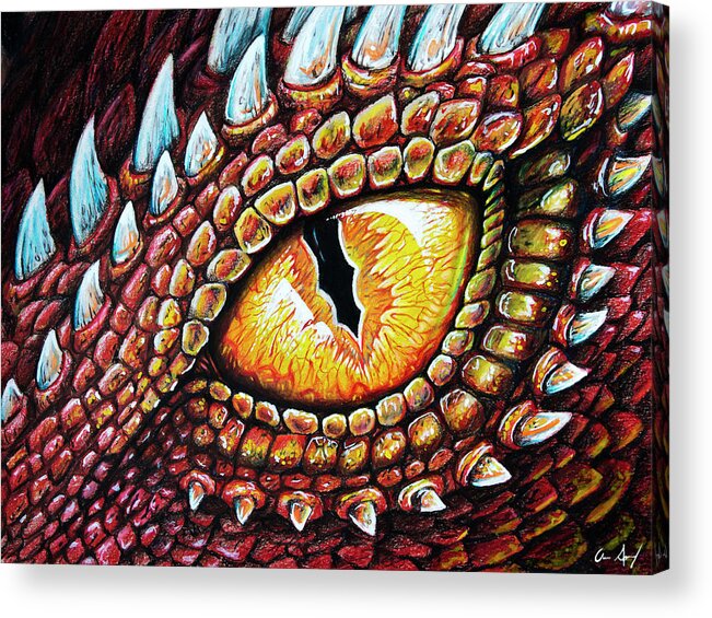 Dragon Acrylic Print featuring the drawing Dragon Eye by Aaron Spong
