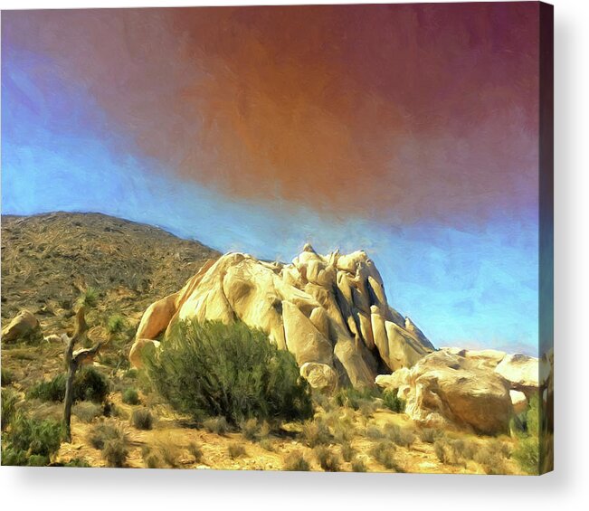 Dust Storm Acrylic Print featuring the painting Dust Storm Over Joshua Tree by Dominic Piperata