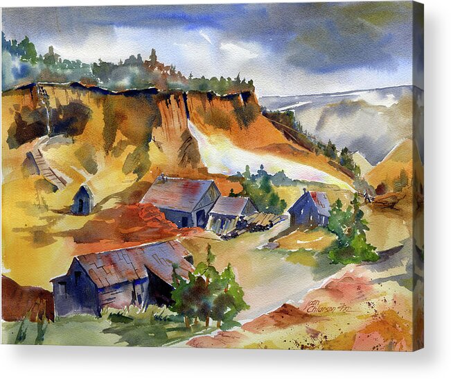 Dutch Flat Acrylic Print featuring the painting Dutch Flat Diggin's Gold by Joan Chlarson